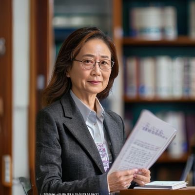 日本育儿研究院首席顾问林晓雨博士的专业照片，手持育儿研究资料，神情专注认真，背景为整洁的学术研究室，体现深厚的学术背景